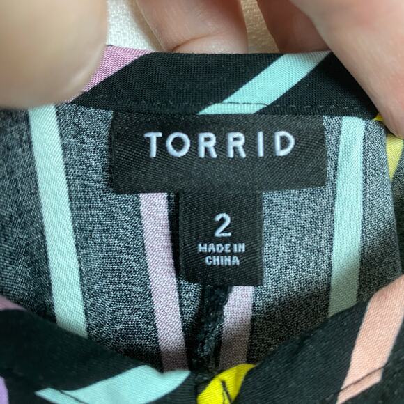 Torrid Black Stripe Challis Trapeze Tank Maxi Dress Sz.2 - Picture 9 of 15